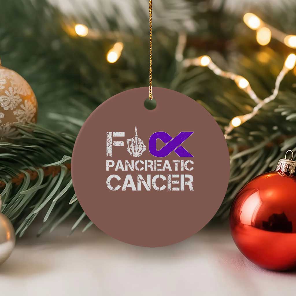 Fck Pancreatic Cancer Ceramic Ornament Purple Ribbon Skeleton Hand Graphic TS10 1pc Mocha Print Your Wear