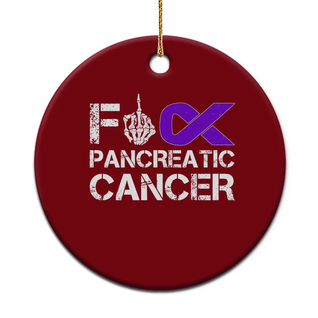 Fck Pancreatic Cancer Ceramic Ornament Purple Ribbon Skeleton Hand Graphic TS10 1pc Red Print Your Wear