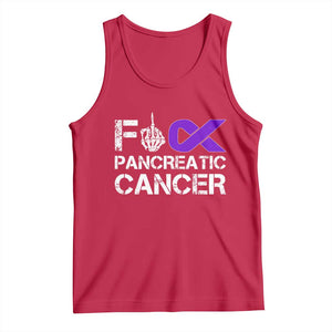 Fck Pancreatic Cancer Tank Top Purple Ribbon Skeleton Hand Graphic TS10 Red Print Your Wear