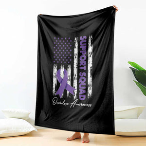 Support Squad Overdose Awareness Throw Blanket Purple Ribbon American Flag Graphic TS10 Print Your Wear