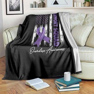Support Squad Overdose Awareness Throw Blanket Purple Ribbon American Flag Graphic TS10 Print Your Wear