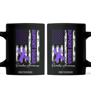Support Squad Overdose Awareness Coffee Mug Purple Ribbon American Flag Graphic TS10 Black Print Your Wear