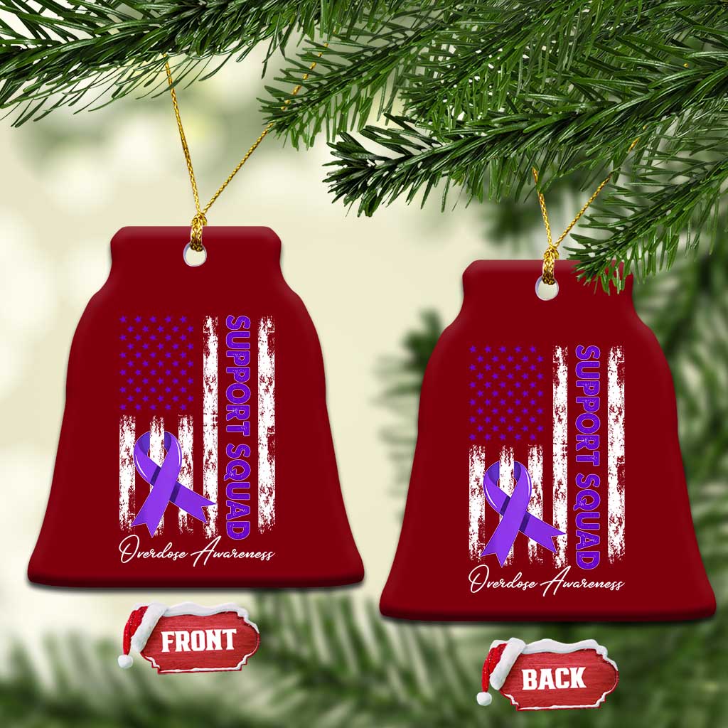 Support Squad Overdose Awareness Ceramic Ornament Purple Ribbon American Flag Graphic TS10 Print Your Wear