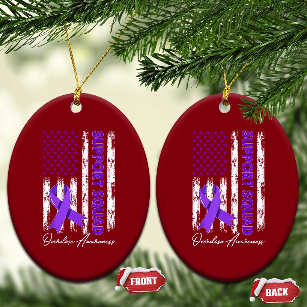 Support Squad Overdose Awareness Ceramic Ornament Purple Ribbon American Flag Graphic TS10 Print Your Wear