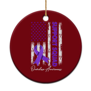 Support Squad Overdose Awareness Ceramic Ornament Purple Ribbon American Flag Graphic TS10 1pc Red Print Your Wear