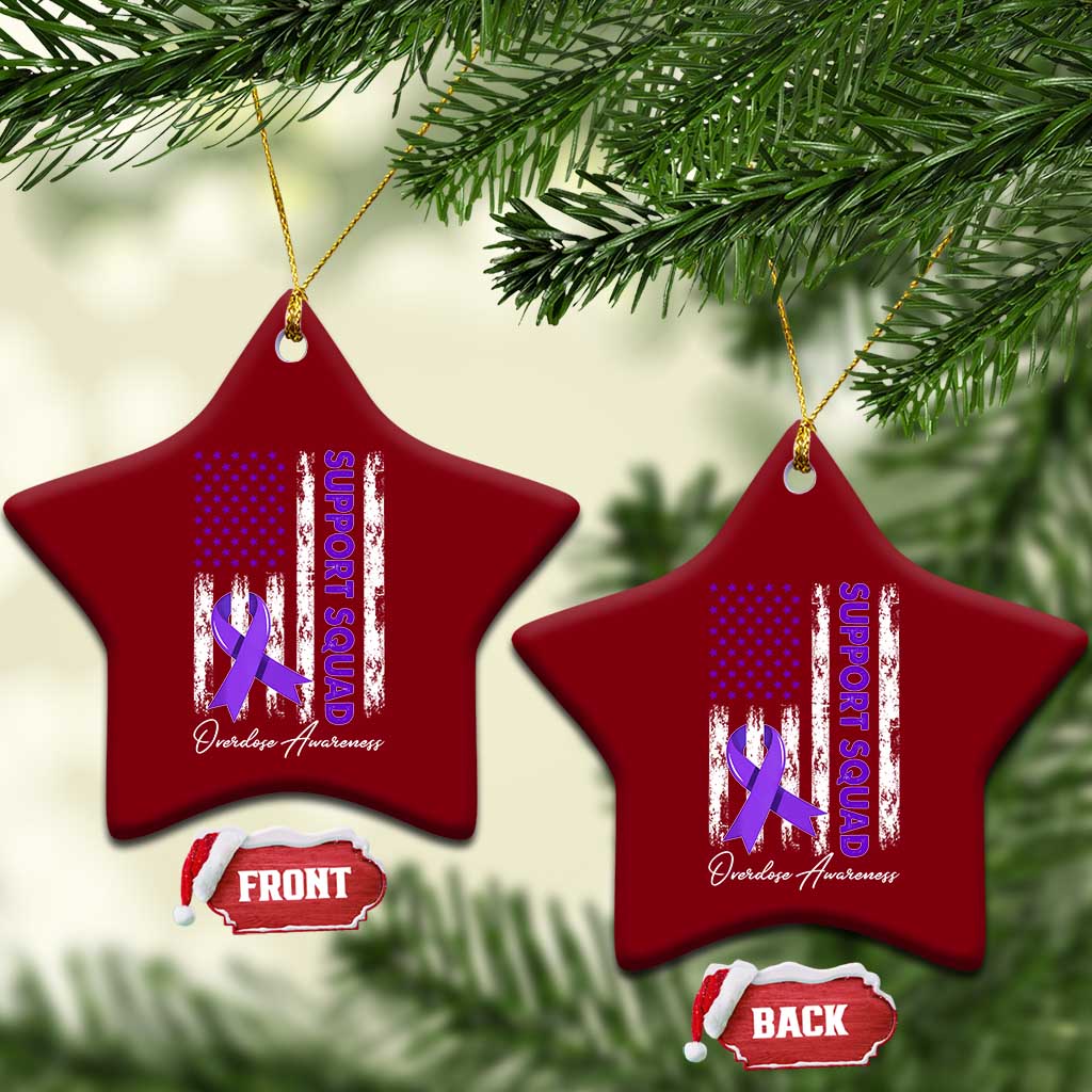 Support Squad Overdose Awareness Ceramic Ornament Purple Ribbon American Flag Graphic TS10 Print Your Wear