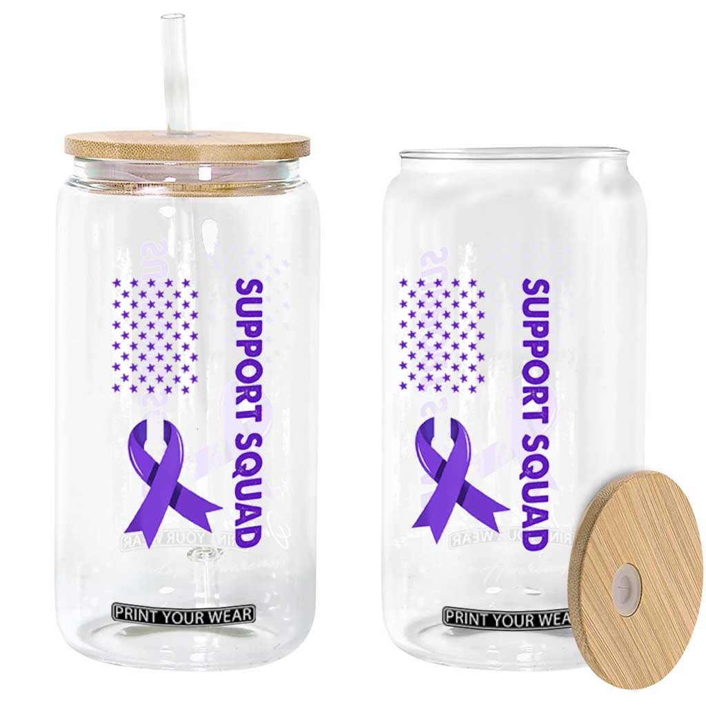 Support Squad Overdose Awareness Glass Can Purple Ribbon American Flag Graphic TS10 Print Your Wear