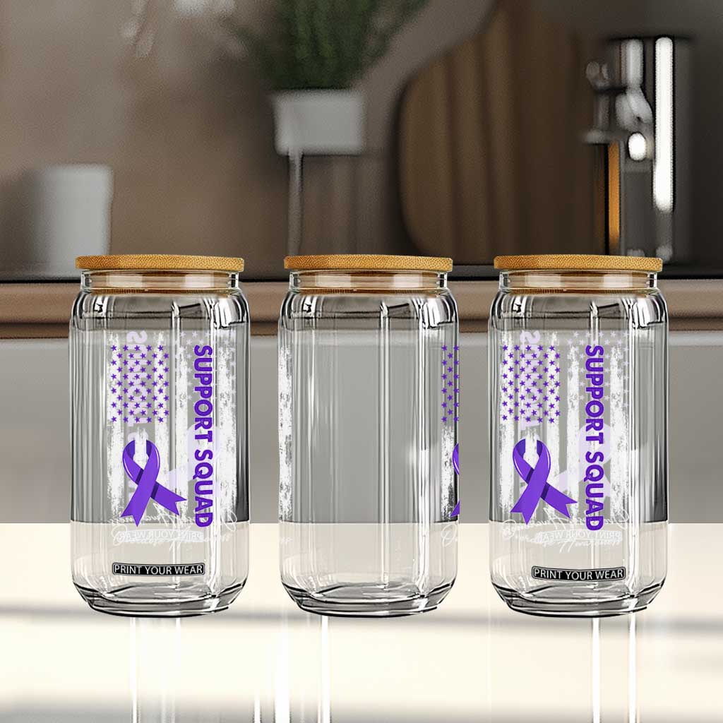 Support Squad Overdose Awareness Glass Can Purple Ribbon American Flag Graphic TS10 Print Your Wear