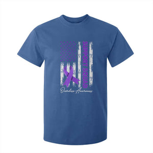 Support Squad Overdose Awareness T Shirt For Kid Purple Ribbon American Flag Graphic TS10 Royal Blue Print Your Wear