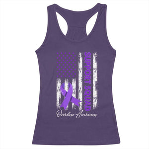 Support Squad Overdose Awareness Racerback Tank Top Purple Ribbon American Flag Graphic TS10 Purple Print Your Wear