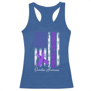 Support Squad Overdose Awareness Racerback Tank Top Purple Ribbon American Flag Graphic TS10 Royal Blue Print Your Wear