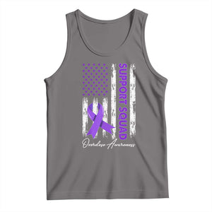 Support Squad Overdose Awareness Tank Top Purple Ribbon American Flag Graphic TS10 Deep Heather Print Your Wear