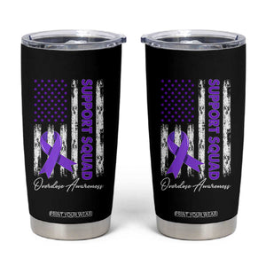 Support Squad Overdose Awareness Tumbler Cup Purple Ribbon American Flag Graphic TS10 Black Print Your Wear