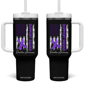 Support Squad Overdose Awareness Tumbler With Handle Purple Ribbon American Flag Graphic TS10 One Size: 40 oz Black Print Your Wear