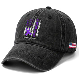 Support Squad Overdose Awareness Washed Cotton Baseball Cap Purple Ribbon American Flag Graphic TS10 Print Your Wear