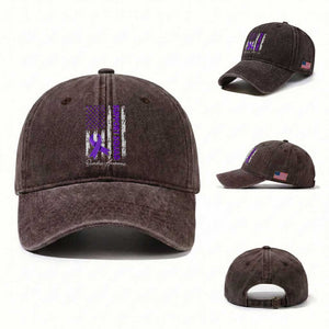 Support Squad Overdose Awareness Washed Cotton Baseball Cap Purple Ribbon American Flag Graphic TS10 Washed Cap Universal Fit Dark Brown Print Your Wear