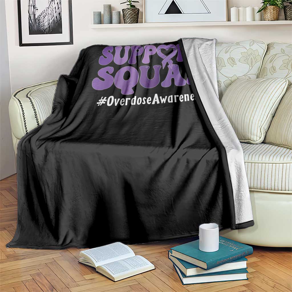 Support Squad Overdose Awareness Throw Blanket Purple Ribbon Groovy Typography Graphic TS10 Print Your Wear