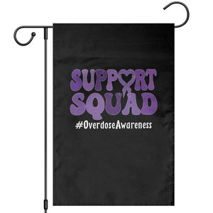 Support Squad Overdose Awareness Garden Flag Purple Ribbon Groovy Typography Graphic TS10 Black Print Your Wear
