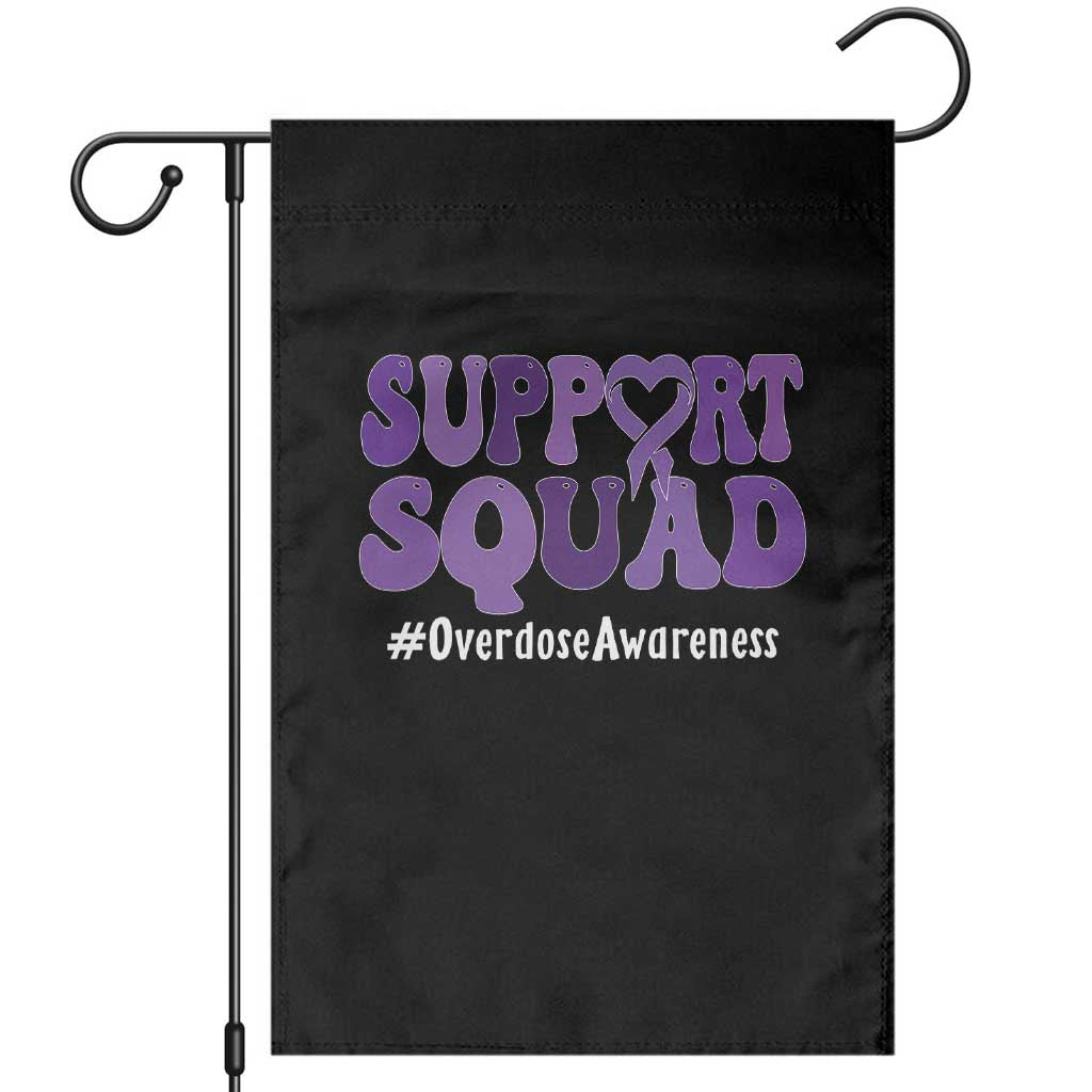 Support Squad Overdose Awareness Garden Flag Purple Ribbon Groovy Typography Graphic TS10 Black Print Your Wear