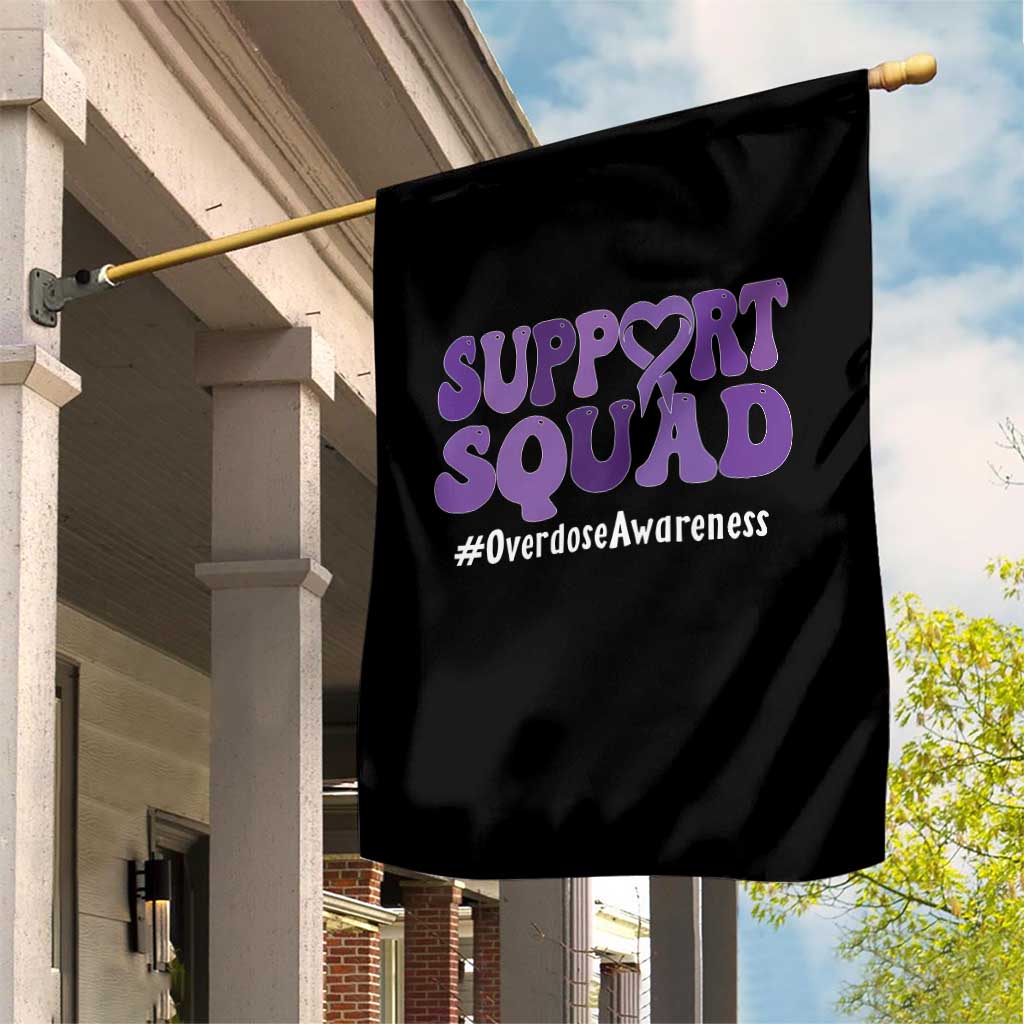 Support Squad Overdose Awareness Garden Flag Purple Ribbon Groovy Typography Graphic TS10 Print Your Wear