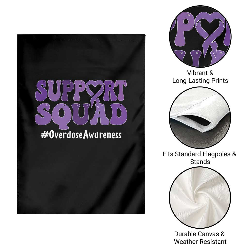 Support Squad Overdose Awareness Garden Flag Purple Ribbon Groovy Typography Graphic TS10 Print Your Wear