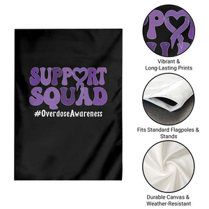 Support Squad Overdose Awareness Garden Flag Purple Ribbon Groovy Typography Graphic TS10 Print Your Wear