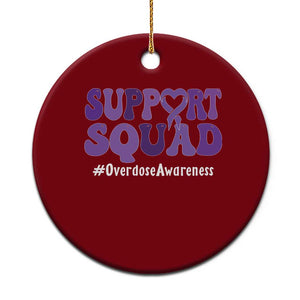 Support Squad Overdose Awareness Ceramic Ornament Purple Ribbon Groovy Typography Graphic TS10 1pc Red Print Your Wear