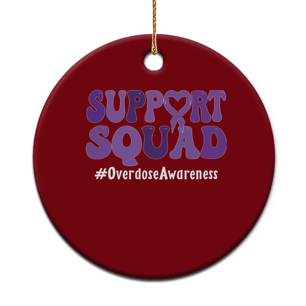 Support Squad Overdose Awareness Ceramic Ornament Purple Ribbon Groovy Typography Graphic TS10 1pc Red Print Your Wear