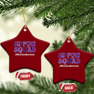 Support Squad Overdose Awareness Ceramic Ornament Purple Ribbon Groovy Typography Graphic TS10 Print Your Wear