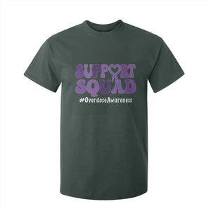 Support Squad Overdose Awareness T Shirt For Kid Purple Ribbon Groovy Typography Graphic TS10 Dark Forest Green Print Your Wear