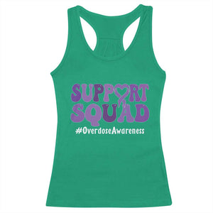Support Squad Overdose Awareness Racerback Tank Top Purple Ribbon Groovy Typography Graphic TS10 Irish Green Print Your Wear