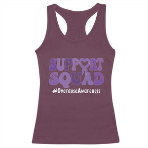 Support Squad Overdose Awareness Racerback Tank Top Purple Ribbon Groovy Typography Graphic TS10 Maroon Print Your Wear