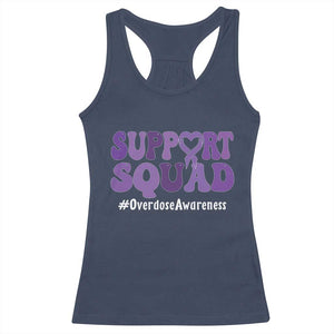Support Squad Overdose Awareness Racerback Tank Top Purple Ribbon Groovy Typography Graphic TS10 Navy Print Your Wear