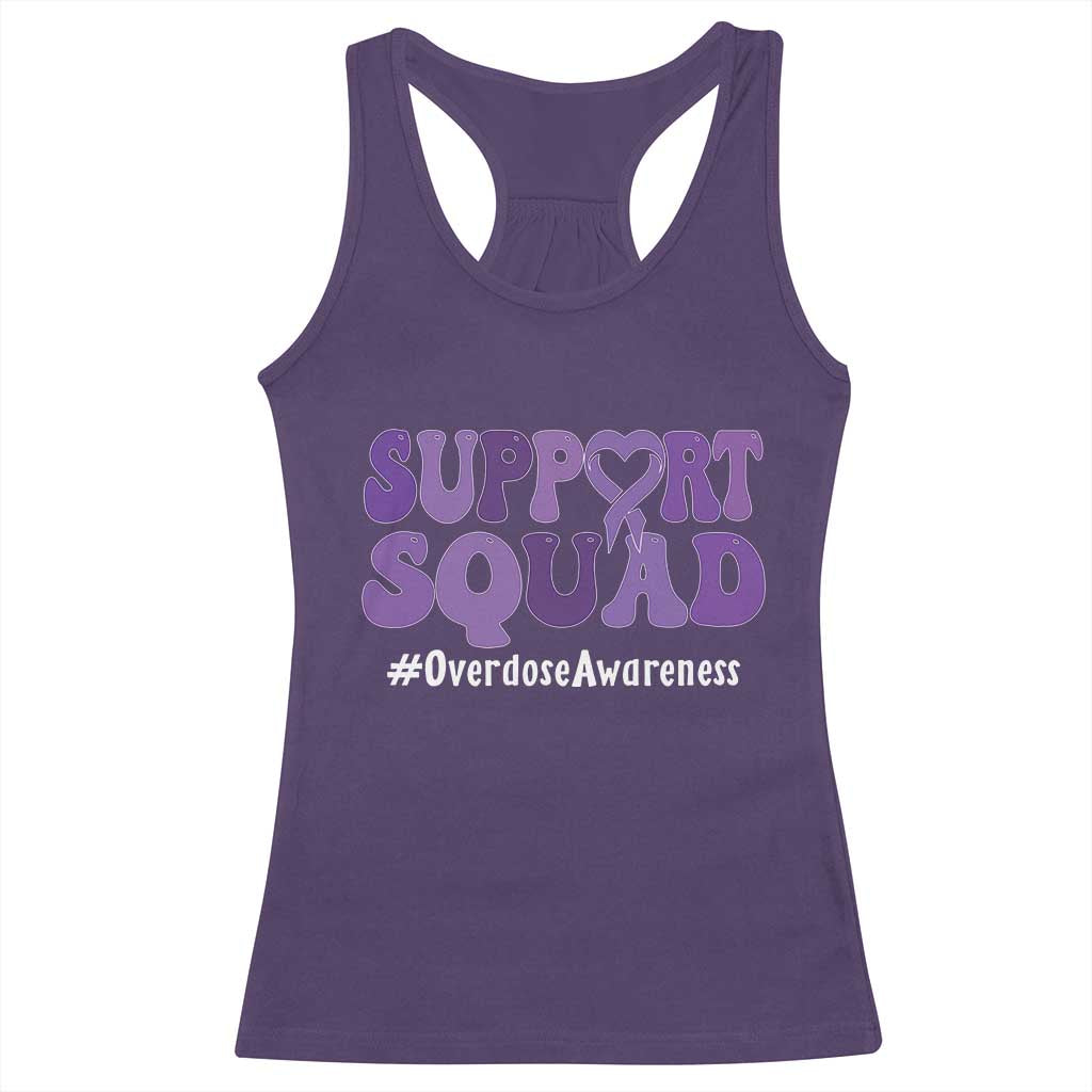 Support Squad Overdose Awareness Racerback Tank Top Purple Ribbon Groovy Typography Graphic TS10 Purple Print Your Wear