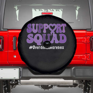 Support Squad Overdose Awareness Spare Tire Cover Purple Ribbon Groovy Typography Graphic TS10 Black Print Your Wear