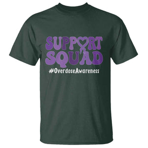 Support Squad Overdose Awareness T Shirt Purple Ribbon Groovy Typography Graphic TS10 Dark Forest Green Print Your Wear