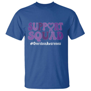 Support Squad Overdose Awareness T Shirt Purple Ribbon Groovy Typography Graphic TS10 Royal Blue Print Your Wear