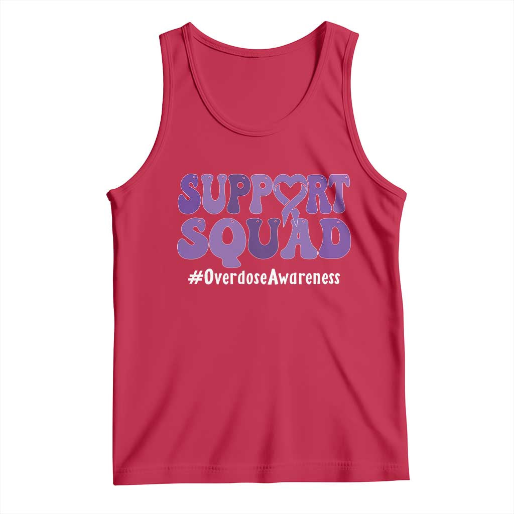 Support Squad Overdose Awareness Tank Top Purple Ribbon Groovy Typography Graphic TS10 Red Print Your Wear