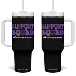 Support Squad Overdose Awareness Tumbler With Handle Purple Ribbon Groovy Typography Graphic TS10 One Size: 40 oz Black Print Your Wear