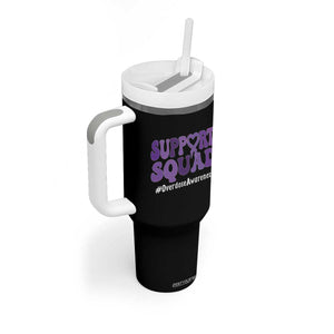 Support Squad Overdose Awareness Tumbler With Handle Purple Ribbon Groovy Typography Graphic TS10 Print Your Wear