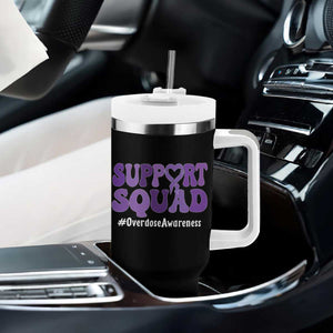 Support Squad Overdose Awareness Tumbler With Handle Purple Ribbon Groovy Typography Graphic TS10 Print Your Wear