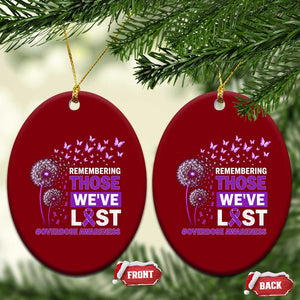 Overdose Awareness Ceramic Ornament Remembering Those We Have Lost Dandelion Purple Ribbon Memorial TS10 Print Your Wear