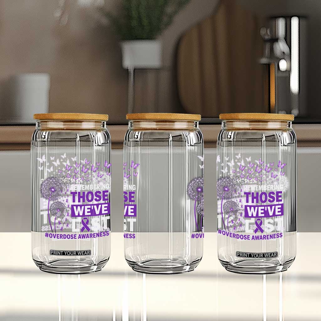 Overdose Awareness Glass Can Remembering Those We Have Lost Dandelion Purple Ribbon Memorial TS10 Print Your Wear
