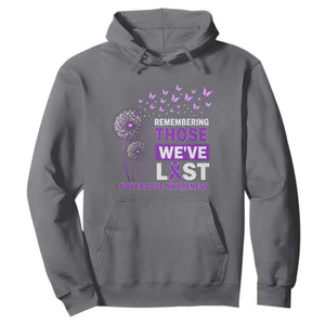Overdose Awareness Hoodie Remembering Those We Have Lost Dandelion Purple Ribbon Memorial TS10 Charcoal Print Your Wear
