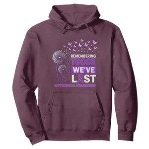 Overdose Awareness Hoodie Remembering Those We Have Lost Dandelion Purple Ribbon Memorial TS10 Maroon Print Your Wear