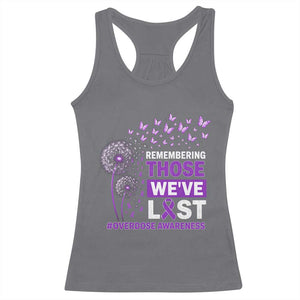 Overdose Awareness Racerback Tank Top Remembering Those We Have Lost Dandelion Purple Ribbon Memorial TS10 Charcoal Print Your Wear