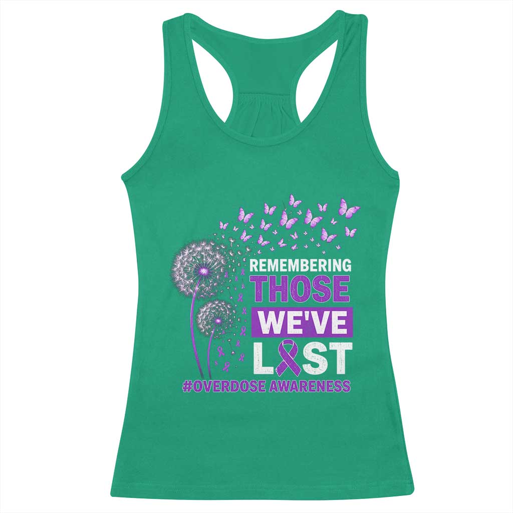 Overdose Awareness Racerback Tank Top Remembering Those We Have Lost Dandelion Purple Ribbon Memorial TS10 Irish Green Print Your Wear