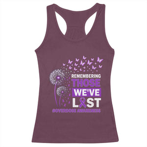 Overdose Awareness Racerback Tank Top Remembering Those We Have Lost Dandelion Purple Ribbon Memorial TS10 Maroon Print Your Wear