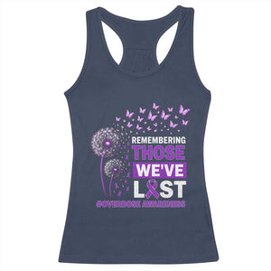 Overdose Awareness Racerback Tank Top Remembering Those We Have Lost Dandelion Purple Ribbon Memorial TS10 Navy Print Your Wear
