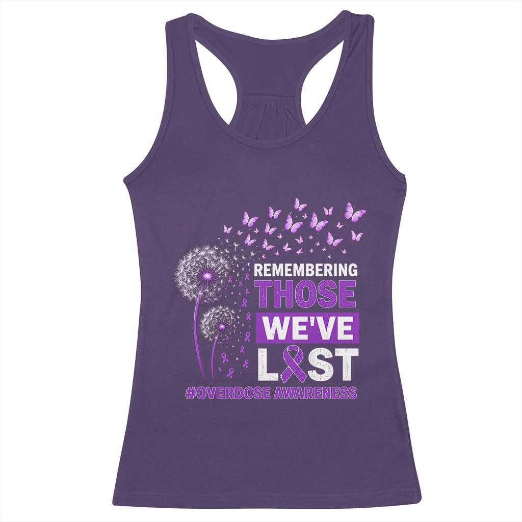 Overdose Awareness Racerback Tank Top Remembering Those We Have Lost Dandelion Purple Ribbon Memorial TS10 Purple Print Your Wear